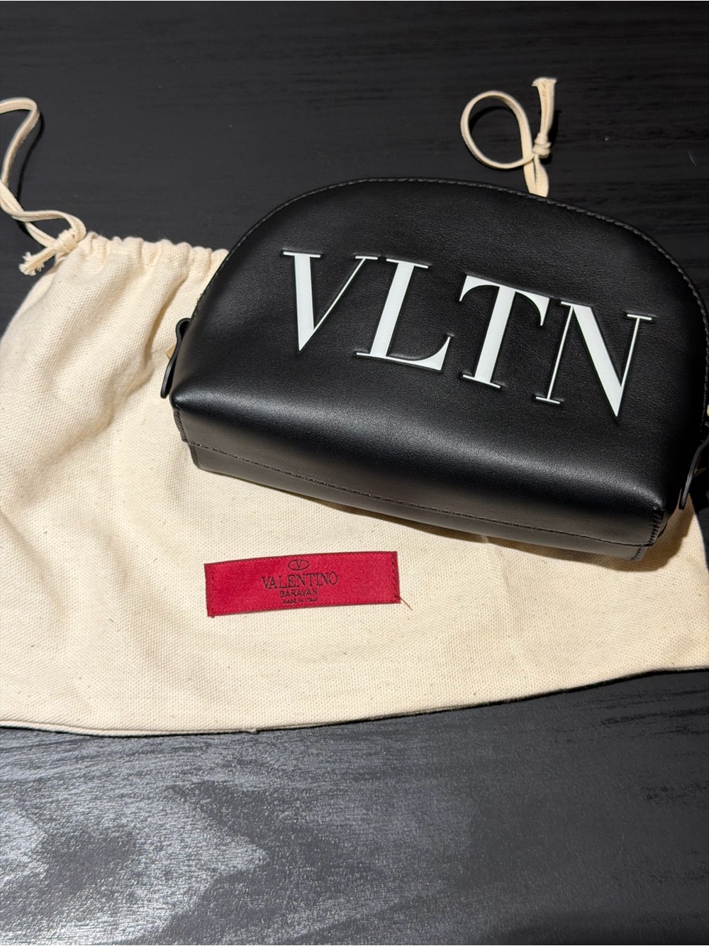 Black Leather Zip Pouch - Picture 2 of 4